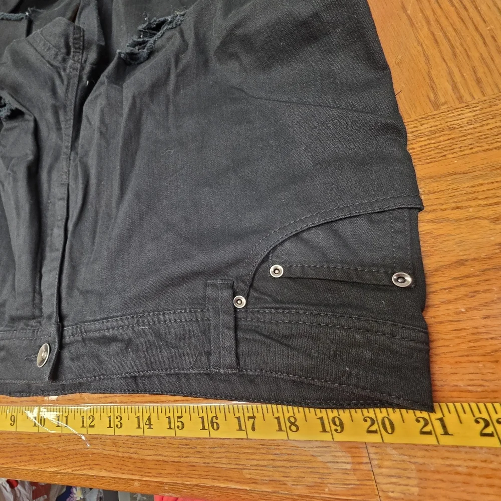 Ashley Stewart Black Distressed Denim Straight Leg Jeans Plus Size 22 - Picture 5 of 7